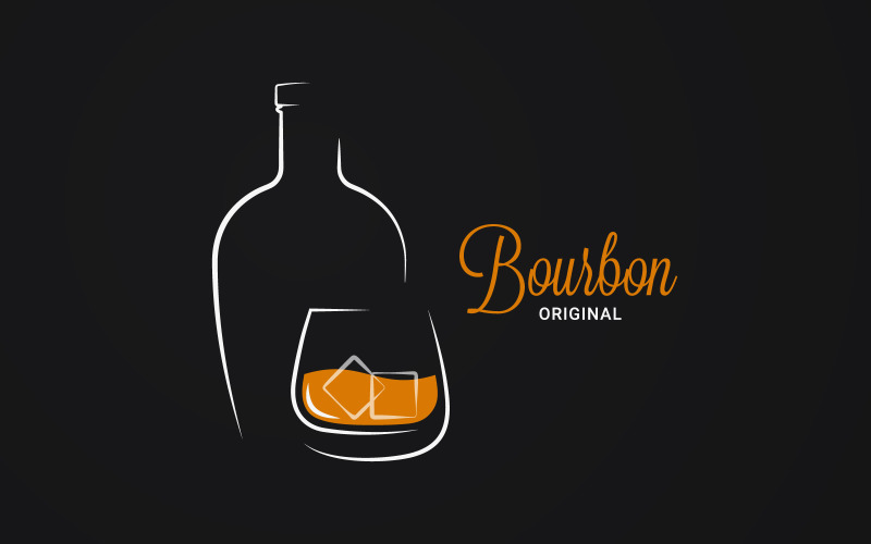 Bourbon veya Viski. Logo Şablonu
