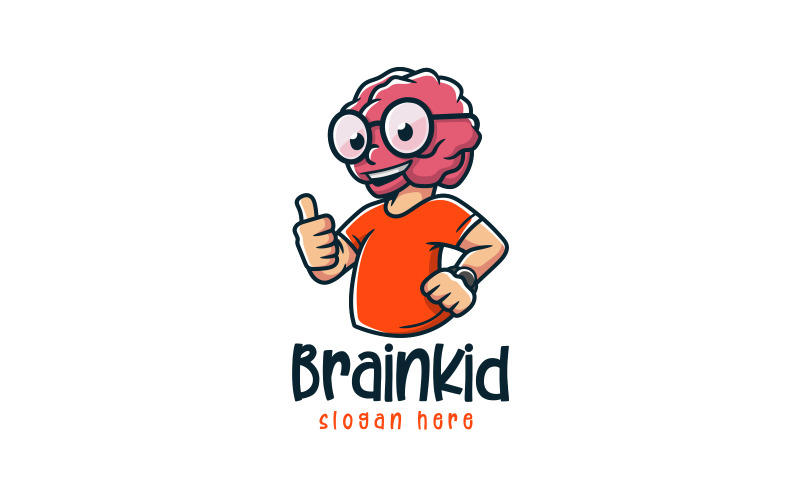 Download Шаблон логотипа "Brain Kid Logo" / Brain Kid Logo - Шаблон логотипа на тему графика geek,nerdy,kids,student,brain,mental,edutainment,education,mascot,cartoon,kid,school,fun,activities,teacher,guru,study,science,learn,class