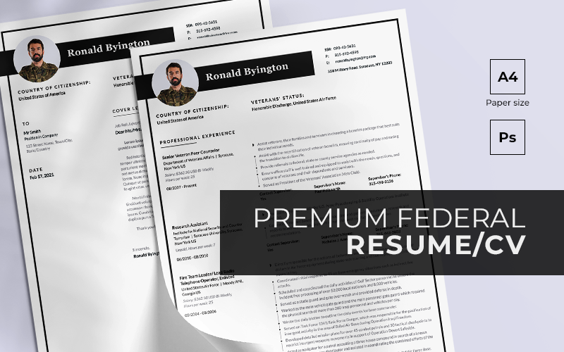 Federal Premium PSD PDF + Шаблон резюме сопроводительного письма