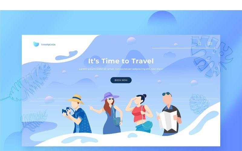 Download Иллюстрация "ILP 43 Time To Travel - Illustration" / ILP 43 Time To Travel - Illustration - Иллюстрация на тему графика vector,illustration,landing,page,infographic,website,design,business,flat,homepage,header,people,ui,ux,web