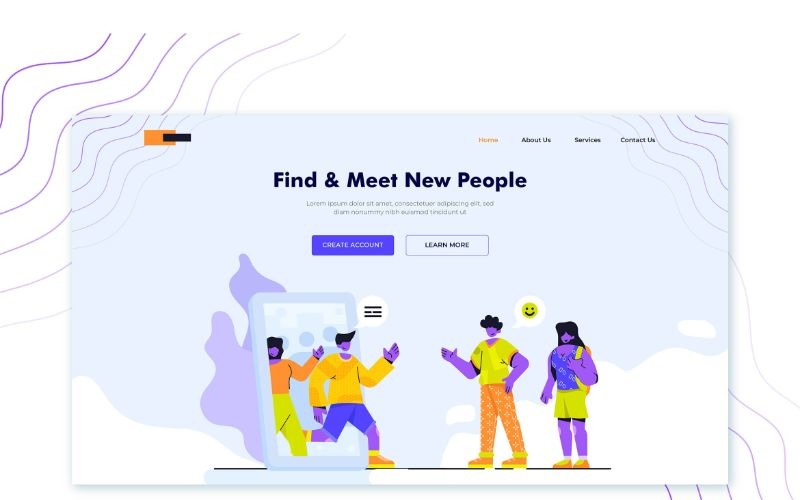 Download Иллюстрация "ILP 48 Find &amp; Meet New People - Illustration" / ILP 48 Find &amp; Meet New People - Illustration - Иллюстрация на тему графика vector,illustration,landing,page,infographic,website,design,business,flat,homepage,header,people,ui,ux,web