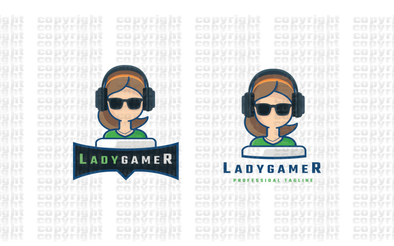 Download Шаблон логотипа "Lady Gamer Logo Template" / Lady Gamer Logo Template - Шаблон логотипа на тему графика cartoon,clan,coder,console,cool,creative,game,gamer,gamers,geek,girl,glasses,guild,head,headset,lady,laptop,mascot,mobile,nerd