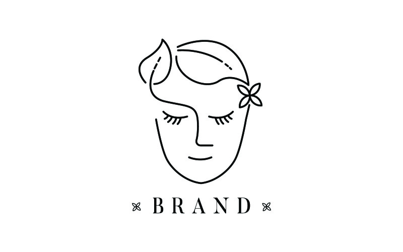 Leaf Shaped Beautiful Woman Logo Template