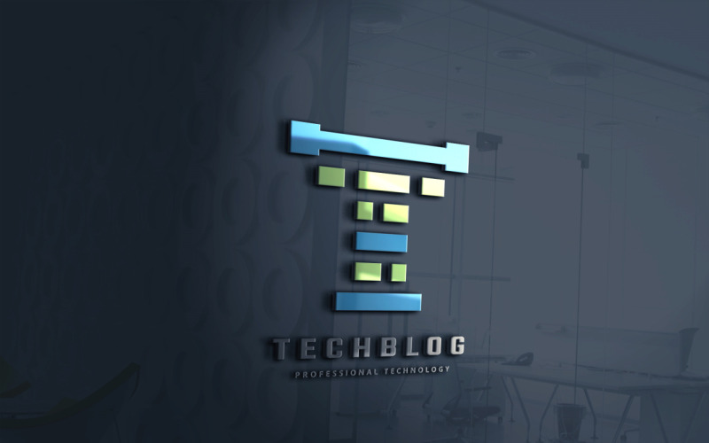 Modello di logo della lettera T del blog di tecnologia