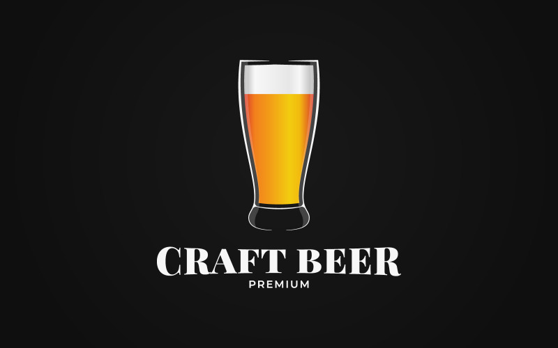 Modello di logo di vetro di birra