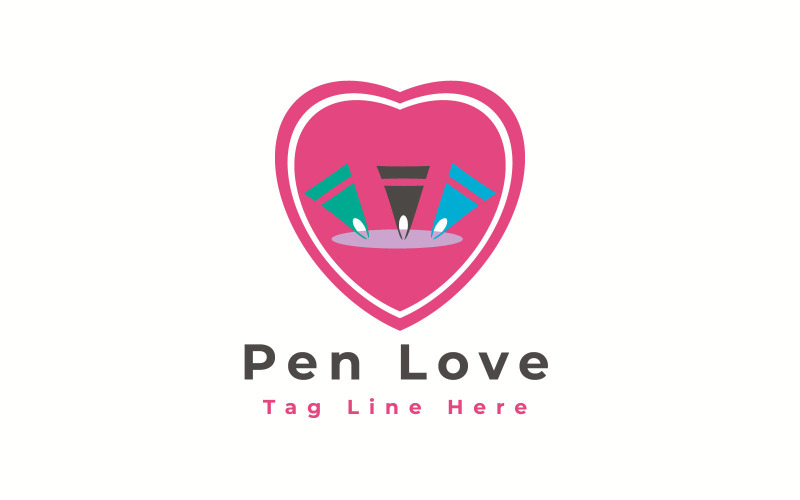 Шаблон логотипа Pen Love