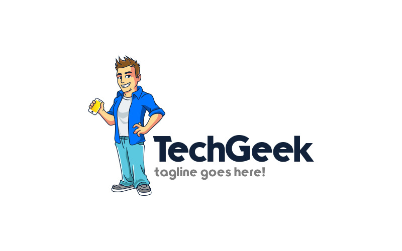 Tech Geek Maskottchen Logo