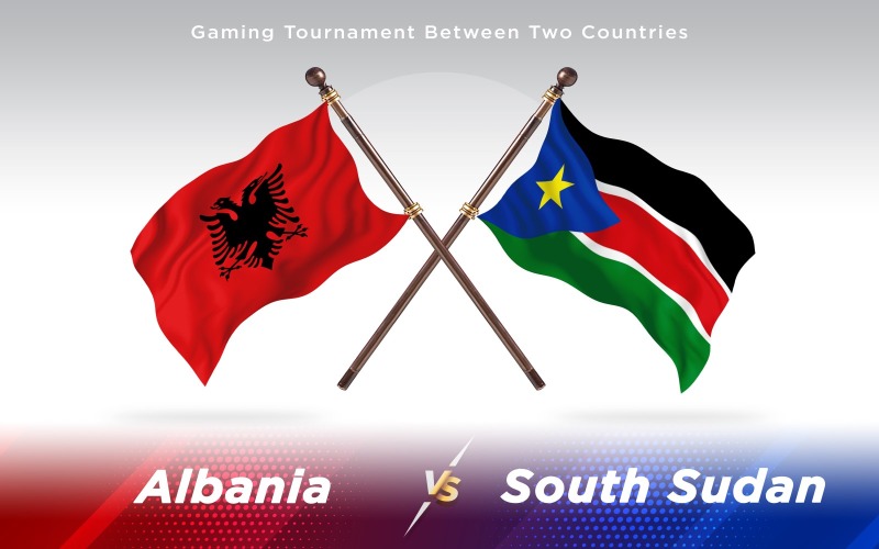 Albania Contro Il Sud Sudan Due Bandiere Di Paesi - Illustrazione