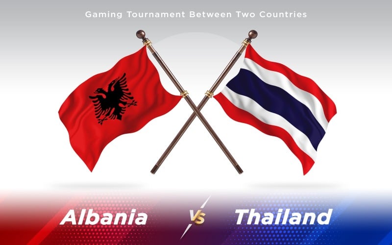 Albania kontra Tajlandia Flagi dwóch krajów - ilustracja