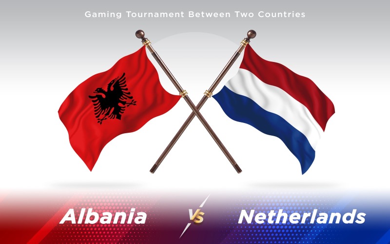 Албания против флагов двух стран Нидерланды - Иллюстрация