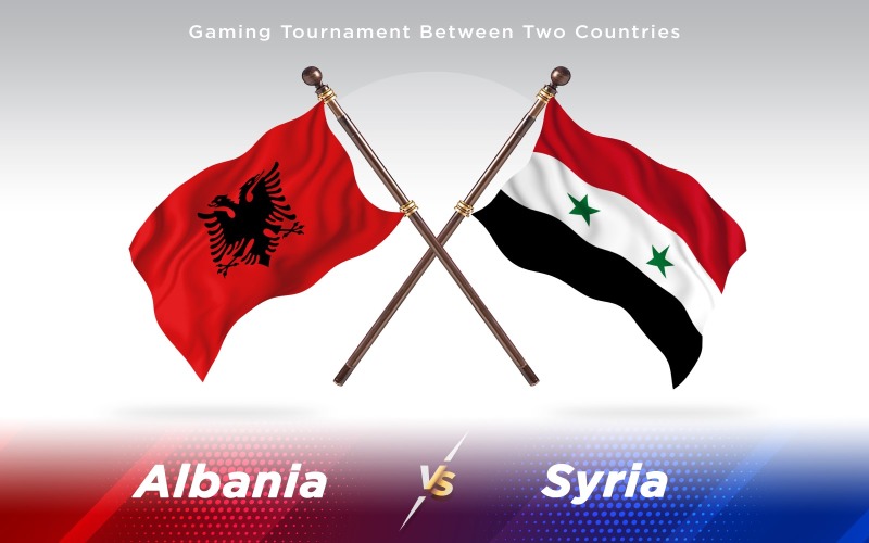 Албания против флагов двух стран Сирии - Иллюстрация