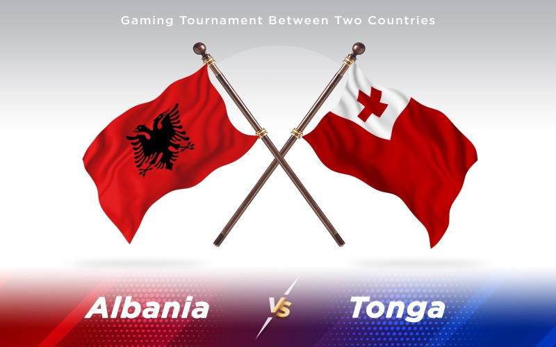 Албания против флагов двух стран Тонга - Иллюстрация