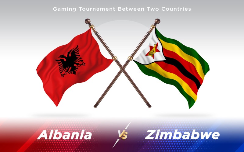 Албания против флагов двух стран Зимбабве - Иллюстрация