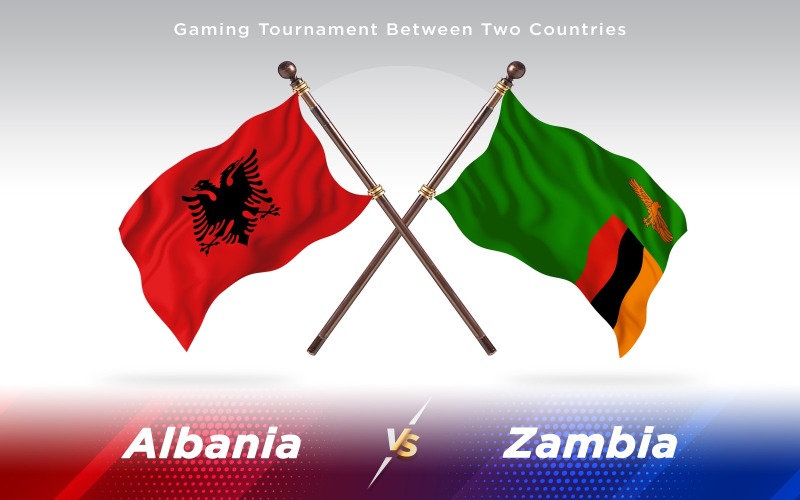 Albania versus banderas de dos países de Zambia - ilustración