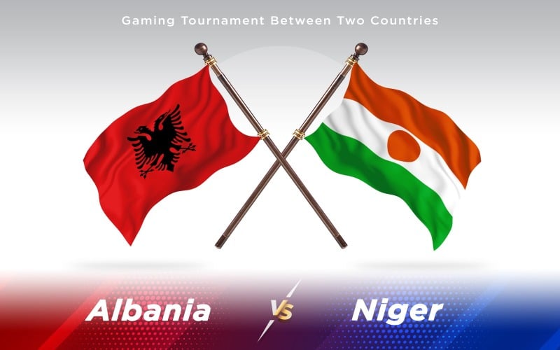 Albania versus Niger Two Countries Flags - Illustration
