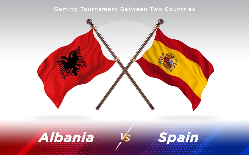 Download Иллюстрация "Albania versus Spain  Two Countries Flags - Illustration" / Albania versus Spain  Two Countries Flags - Illustration - Иллюстрация на тему графика national,patriotic,europe,asia,republic,map,flag,country,cartography,geography,nation,illustration,graphic,vector,state,world,isolated,symbol,border,icon