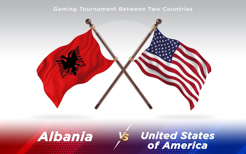 Download Иллюстрация "Albania versus United States of America Two Countries Flags - Illustration" / Albania versus United States of America Two Countries Flags - Illustration - Иллюстрация на тему графика national,patriotic,europe,asia,republic,map,flag,country,cartography,geography,nation,illustration,graphic,vector,state,world,isolated,symbol,border,icon