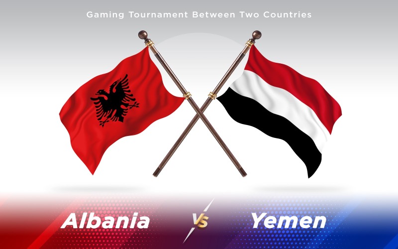 Albanië versus Jemen Twee landenvlaggen - illustratie