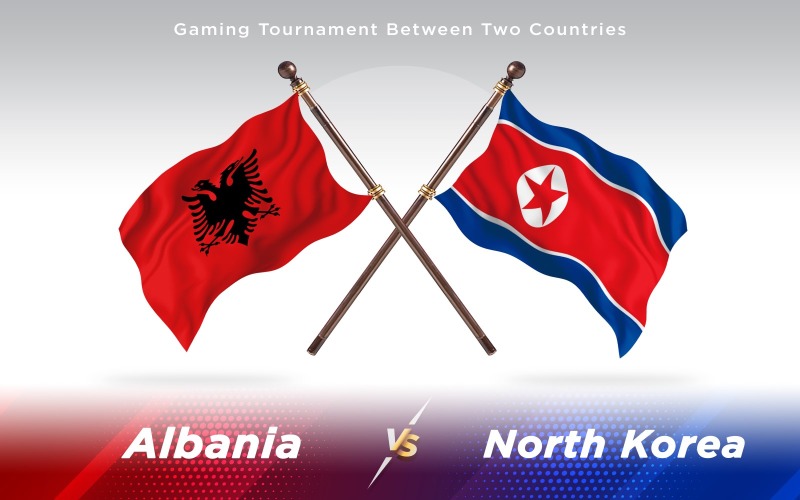 Albanië versus Noord-Korea Twee landenvlaggen - illustratie