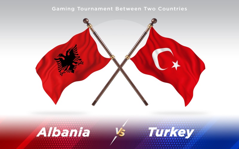 Albanien kontra Turkiet två länder flaggor - Illustration