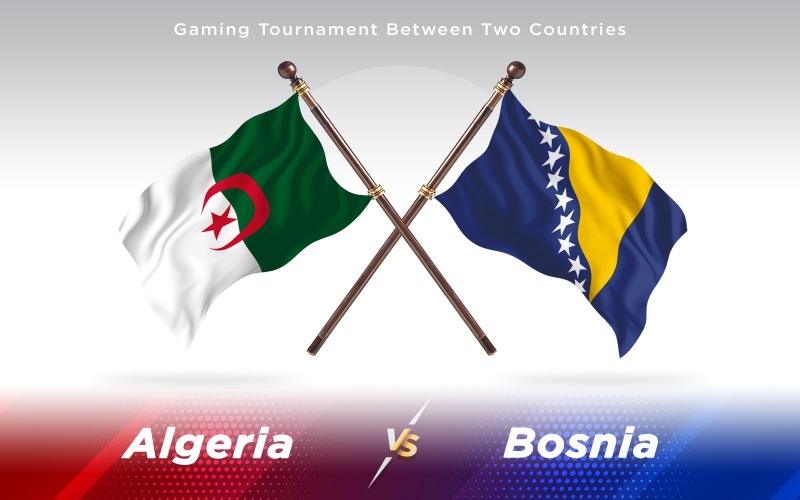 Algerien gegen Bosnien Zwei Länder Flaggen - Illustration