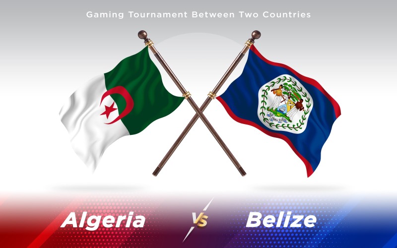 Alžírsko versus Belize vlajky dvou zemí - ilustrace