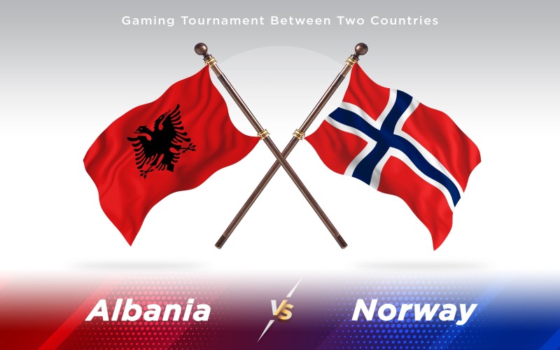 Arnavutluk ve Norveç İki Ülkenin Bayrakları - İllüstrasyon