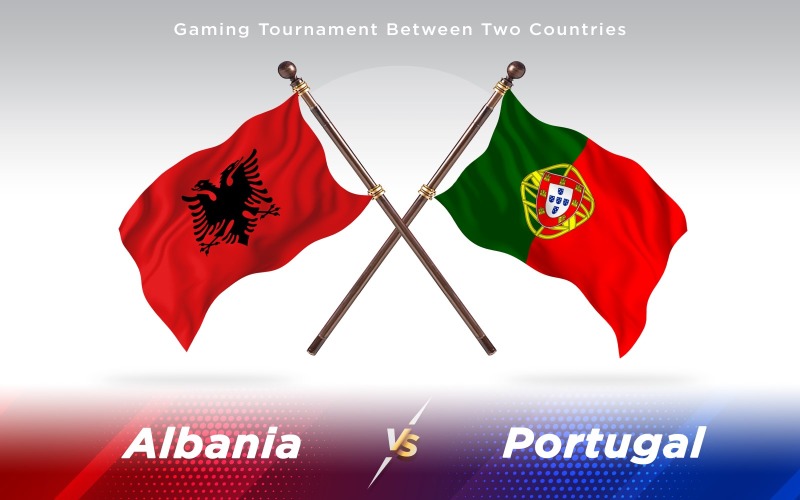 Arnavutluk ve Portekiz İki Ülkenin Bayrakları - İllüstrasyon