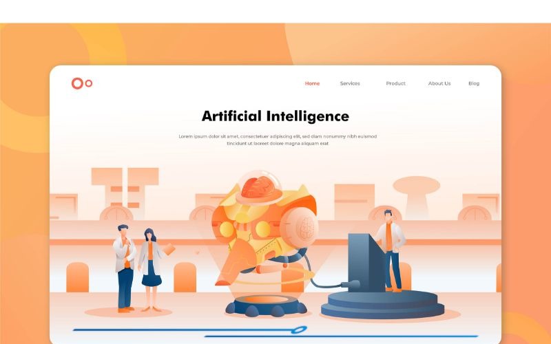 Download Иллюстрация "ILP 53 Artificial Intelligence - Illustration" / ILP 53 Artificial Intelligence - Illustration - Иллюстрация на тему графика vector,illustration,landing,page,infographic,website,design,business,flat,homepage,header,people,ui,ux,web