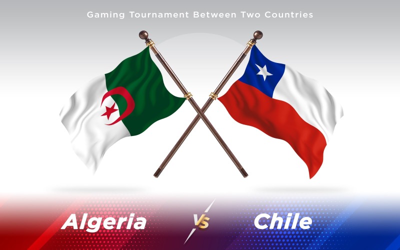 阿尔及利亚对智利两个国家的国旗-光栅插图