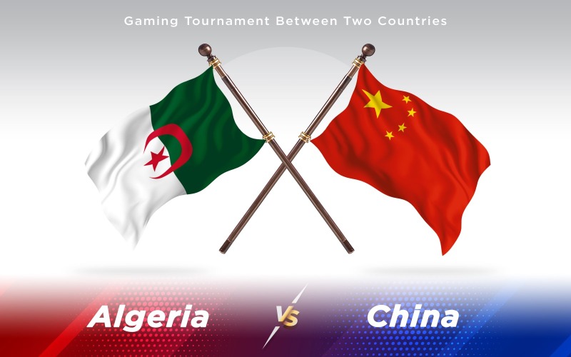 阿尔及利亚对中国两个国家的国旗-光栅插图