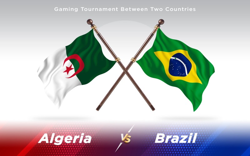 阿尔及利亚与巴西两个国家的旗帜-光栅插图