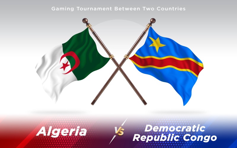 Algeria contro le bandiere di due paesi della Repubblica democratica del Congo - illustrazione