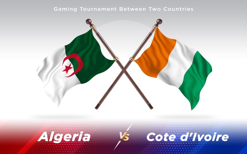 Algérie contre Côte d'Ivoire Drapeaux de deux pays - Illustration