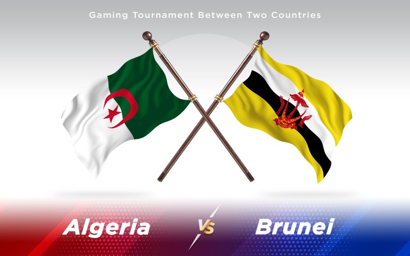 Algeriet kontra Brunei två länder flaggor - Illustration