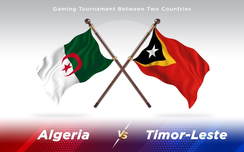 Algieria kontra flagi dwóch krajów Timoru Wschodniego - ilustracja