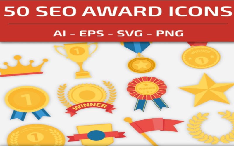 Conjunto de ícones de 50 prêmios de SEO