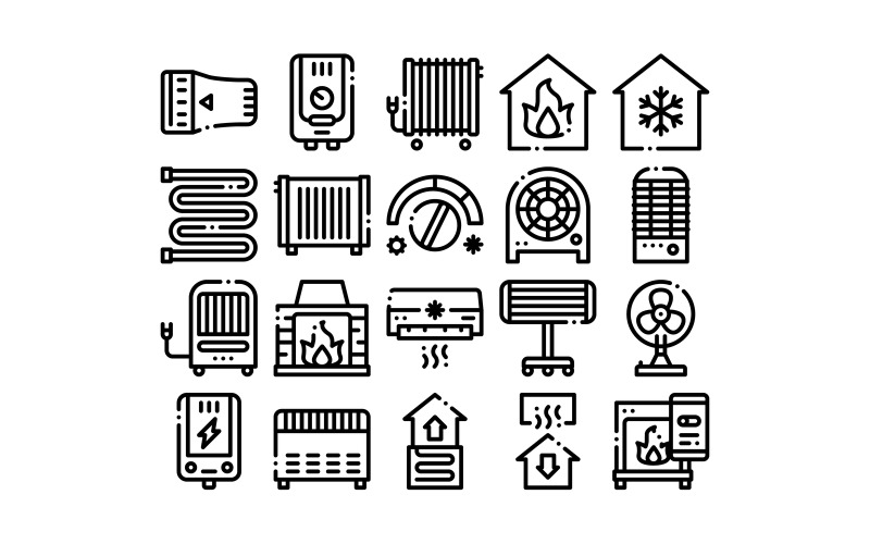 Download Набор иконок "Heating And Cooling Collection Vector Set Icon" / Heating And Cooling Collection Vector Set Icon - Набор иконок на тему industrial heating,cooling,collection,vector,icons,set,thin,line,cool,humidity,airing,ionisation,concept,linear,pictograms,conditioning,related,contour,illustrations,elements