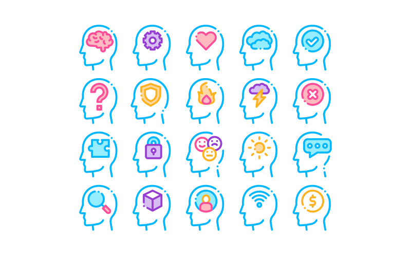 Download Набор иконок "Mind Collection Elements Signs Vector Icons Set Iconset" / Mind Collection Elements Signs Vector Icons Set Iconset - Набор иконок на тему science mind,collection,elements,signs,vector,icons,set,thin,line,gear,heart,shield,padlock,brain,coin,marks,man,head,silhouette,concept