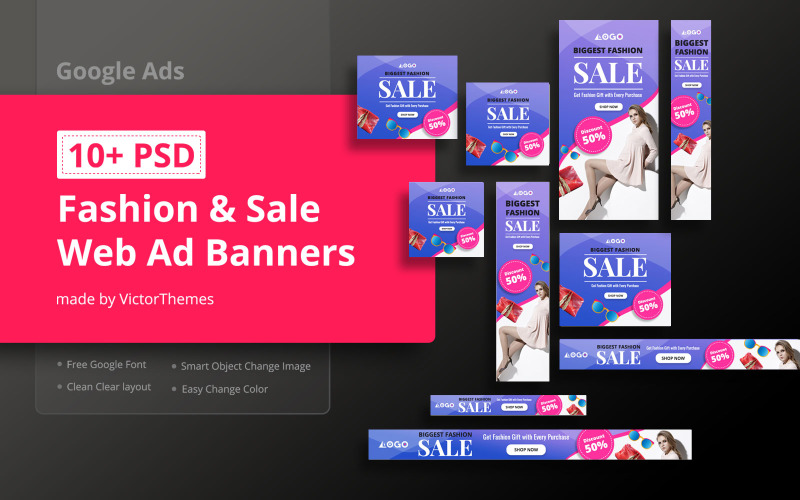 Mode & Försäljning webbannonser Banners - mall för företagsidentitet