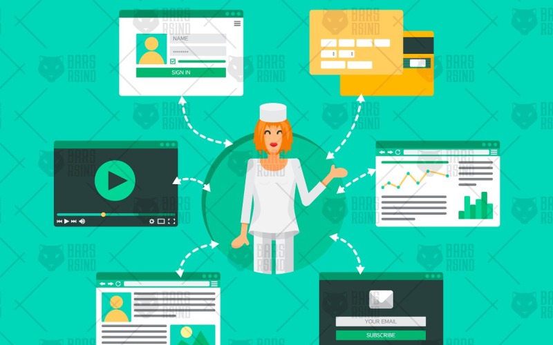 Download Фирменный стиль "Online Helper - Corporate Identity Template" / Online Helper - Corporate Identity Template - Фирменный стиль на тему графика card,template,web,vector,advertising,website,woman,mockup,holiday,engagement,app,promotion,business,shop,technology,form,software,video,social,conference,speaker,search,phone,doctor,medicine,