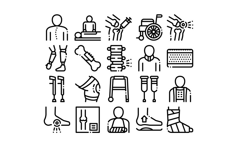 Download Набор иконок "Orthopedic Collection Elements Vector Set Iconset" / Orthopedic Collection Elements Vector Set Iconset - Набор иконок на тему medical orthopedic,collection,elements,vector,icons,set,thin,line,trauma,rehabilitation,cervical,collar,walkers,concept,linear,pictograms,medical,rehab,goods,contour