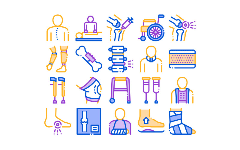 Download Набор иконок "Orthopedic Collection Elements Vector Set Iconset" / Orthopedic Collection Elements Vector Set Iconset - Набор иконок на тему medical orthopedic,collection,elements,vector,icons,set,thin,line,trauma,rehabilitation,cervical,collar,walkers,concept,linear,pictograms,medical,rehab,goods,color