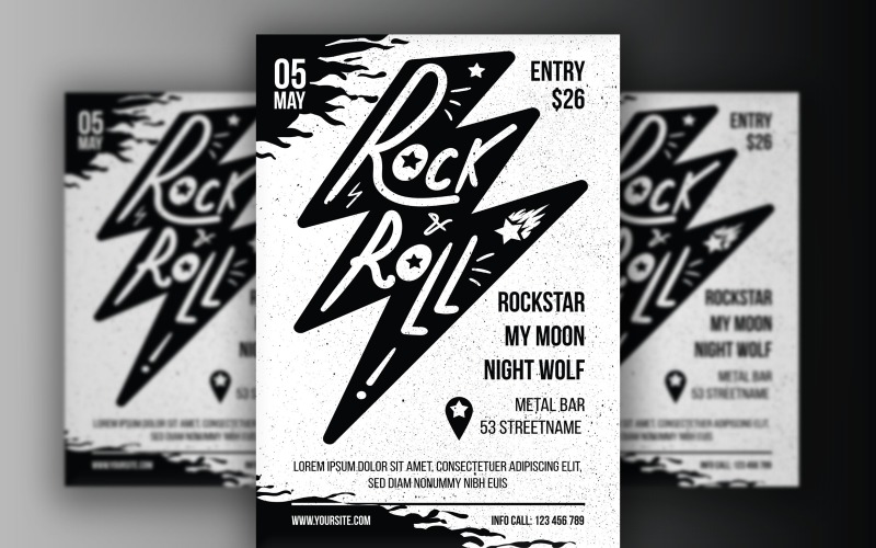Download Фирменный стиль "Rock 'n' Roll Poster - Corporate Identity Template" / Rock 'n' Roll Poster - Corporate Identity Template - Фирменный стиль на тему графика invitation,card,typography,vintage,hipster,illustration,label,poster,design,template,sign,retro,quote,party,vector,advertising,text,art,hand,flyer,style,festival,music,creative,bar,cafe,club,