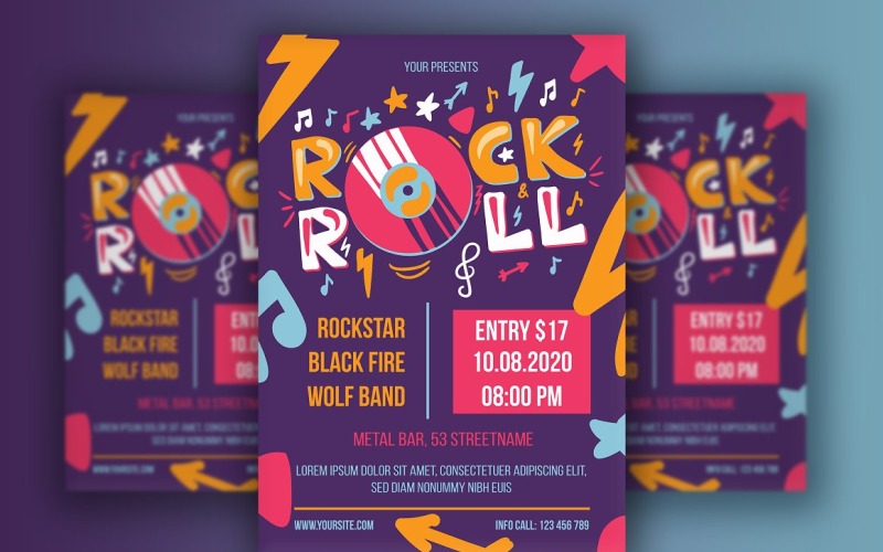 Download Фирменный стиль "Rock 'n' Roll Poster With Vinyl - Corporate Identity Template" / Rock 'n' Roll Poster With Vinyl - Corporate Identity Template - Фирменный стиль на тему графика brush,calligraphy,lettering,paint,script,fun,invitation,card,typography,vintage,hand-drawn,hipster,illustration,label,poster,design,template,sign,retro,quote,greeting,greeting card,web,party,