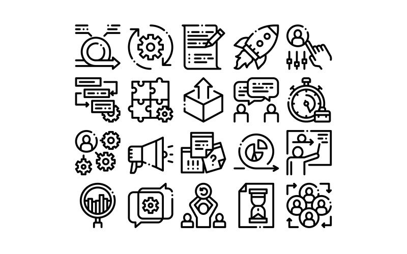 Scrum Agile Collection Elements Vector Set Conjunto de iconos