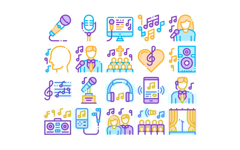 Download Набор иконок "Singing Song Collection Elements Vector Set Iconset" / Singing Song Collection Elements Vector Set Iconset - Набор иконок на тему music singing,song,collection,elements,vector,icons,set,singer,musical,notes,microphone,headphones,concert,opera,karaoke,concept,linear,pictograms,color,contour