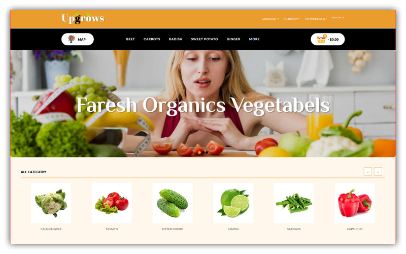 Organic Vegetables Store OpenCart Template