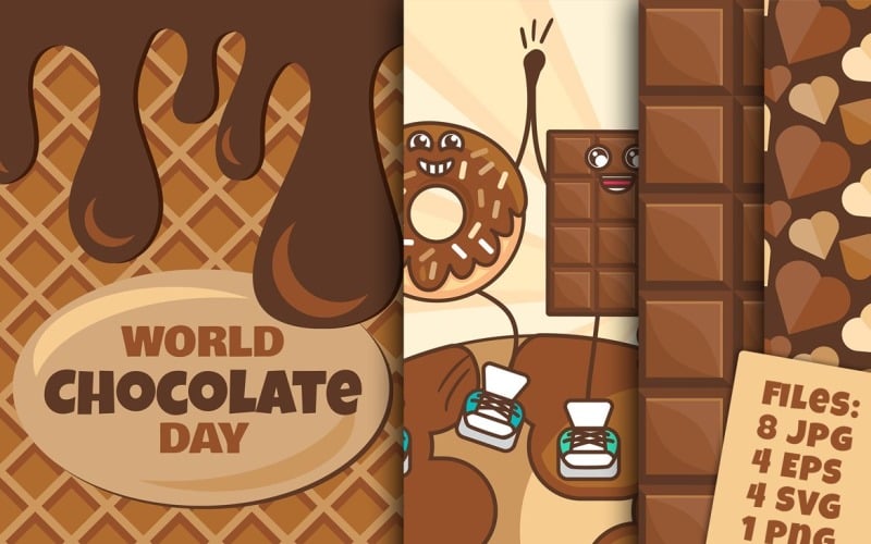 Download Фирменный стиль "World Chocolate Day Set - Corporate Identity Template" / World Chocolate Day Set - Corporate Identity Template - Фирменный стиль на тему графика lettering,invitation,illustration,poster,sweet,greeting,food,coffee,heart,postcard,vector,text,happy,holiday,bar,dark,event,healthy,background,black,cake,nutrition,feed,banner,emoji,cartoon,c