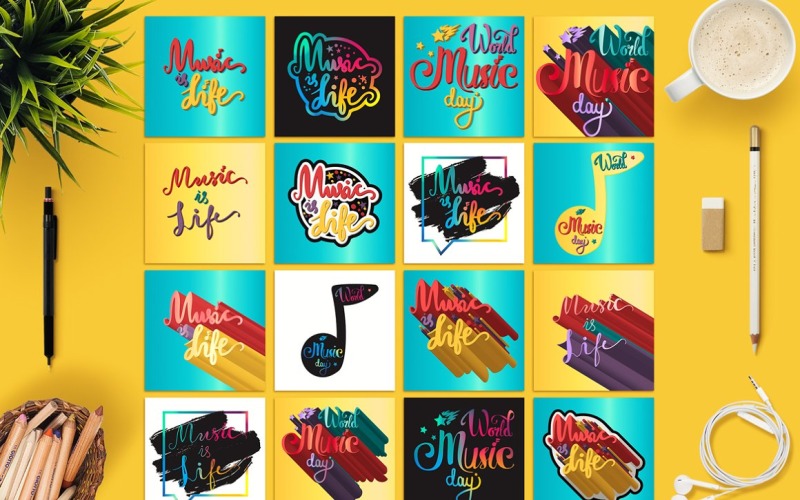Download Фирменный стиль "World Music Day Banners - Corporate Identity Template" / World Music Day Banners - Corporate Identity Template - Фирменный стиль на тему графика card,modern,vintage,illustration,poster,design,template,retro,vector,art,flyer,holiday,style,festival,music,badge,creative,event,pop,rock,studio,musical,concert,speaker,background,graphic,wor